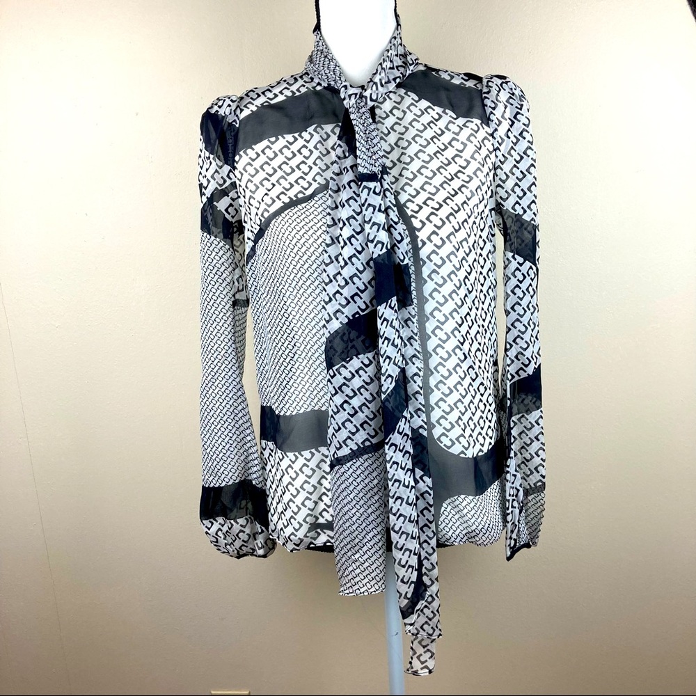 Diane Von Furstenberg tie neck l/s 100% silk blouse size 0